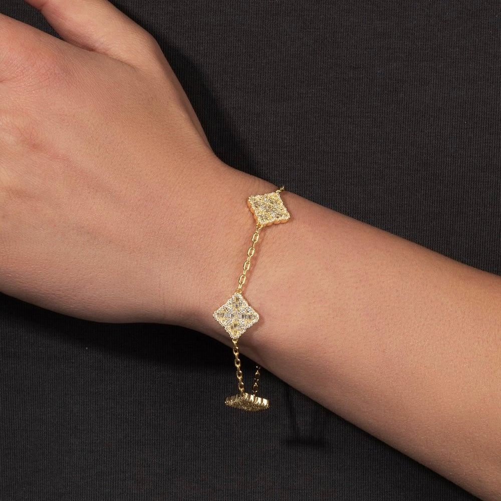 BRACELET ICED CLOVER – 18K GOLD PLATED – TS JEWELS PREMIUM COLLECTION