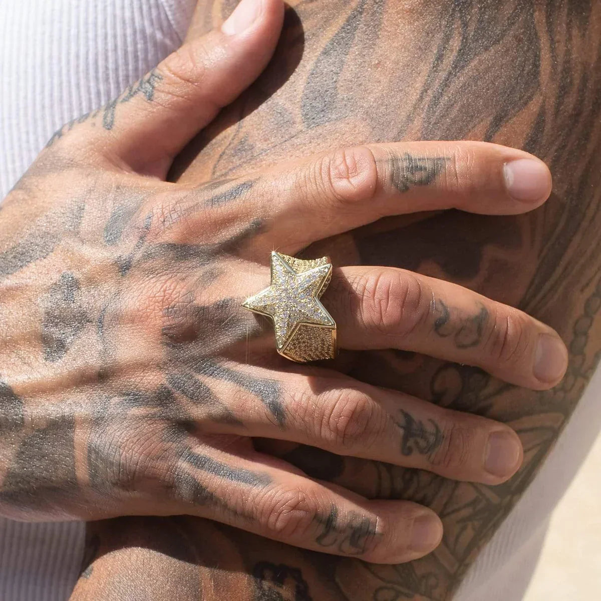 RING ICED STAR – 18K GOLD PLATED – TS JEWELS PREMIUM COLLECTION