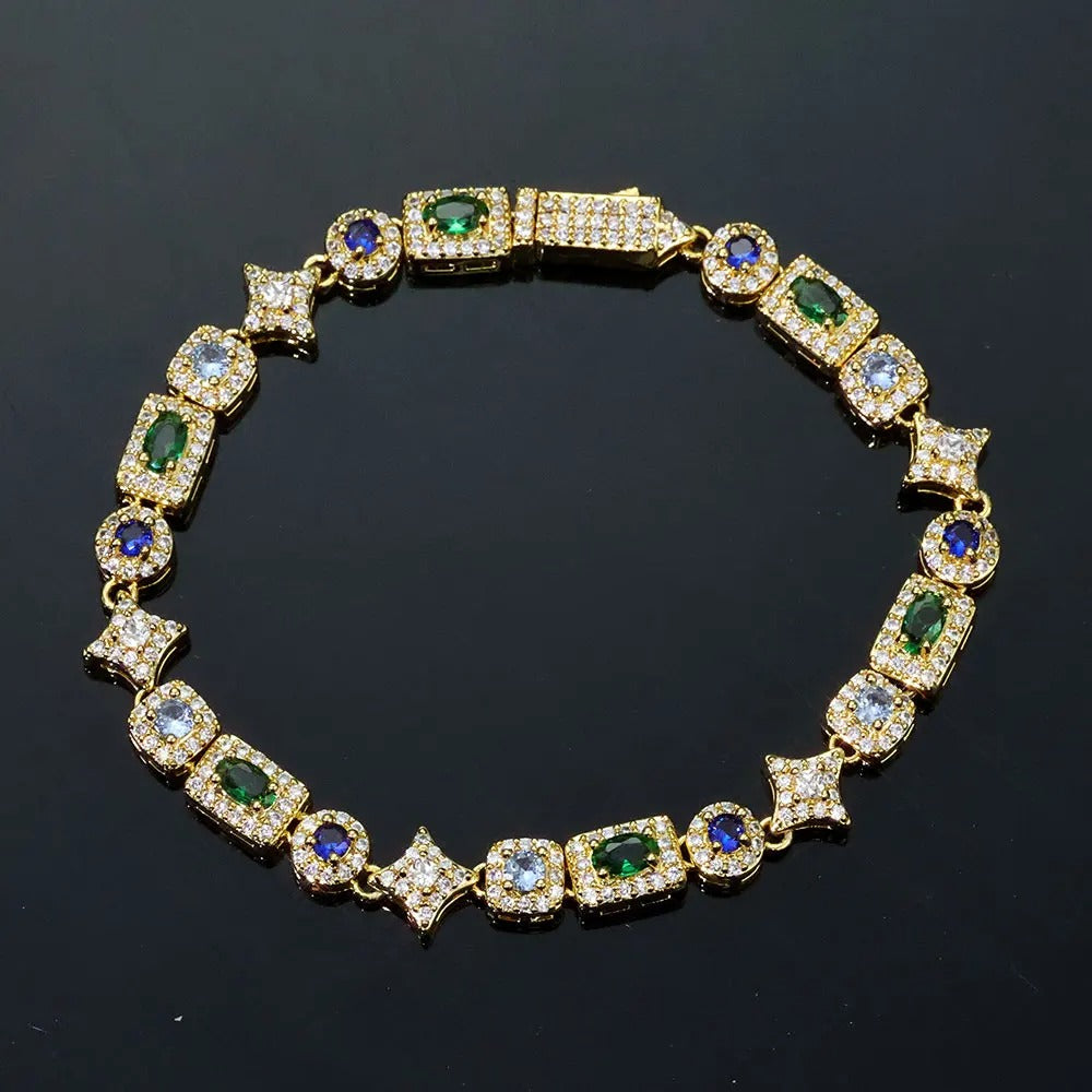 CHAIN + BRACELET TENNIS 6MM RECTANGULAR COLOUR – TS JEWELS