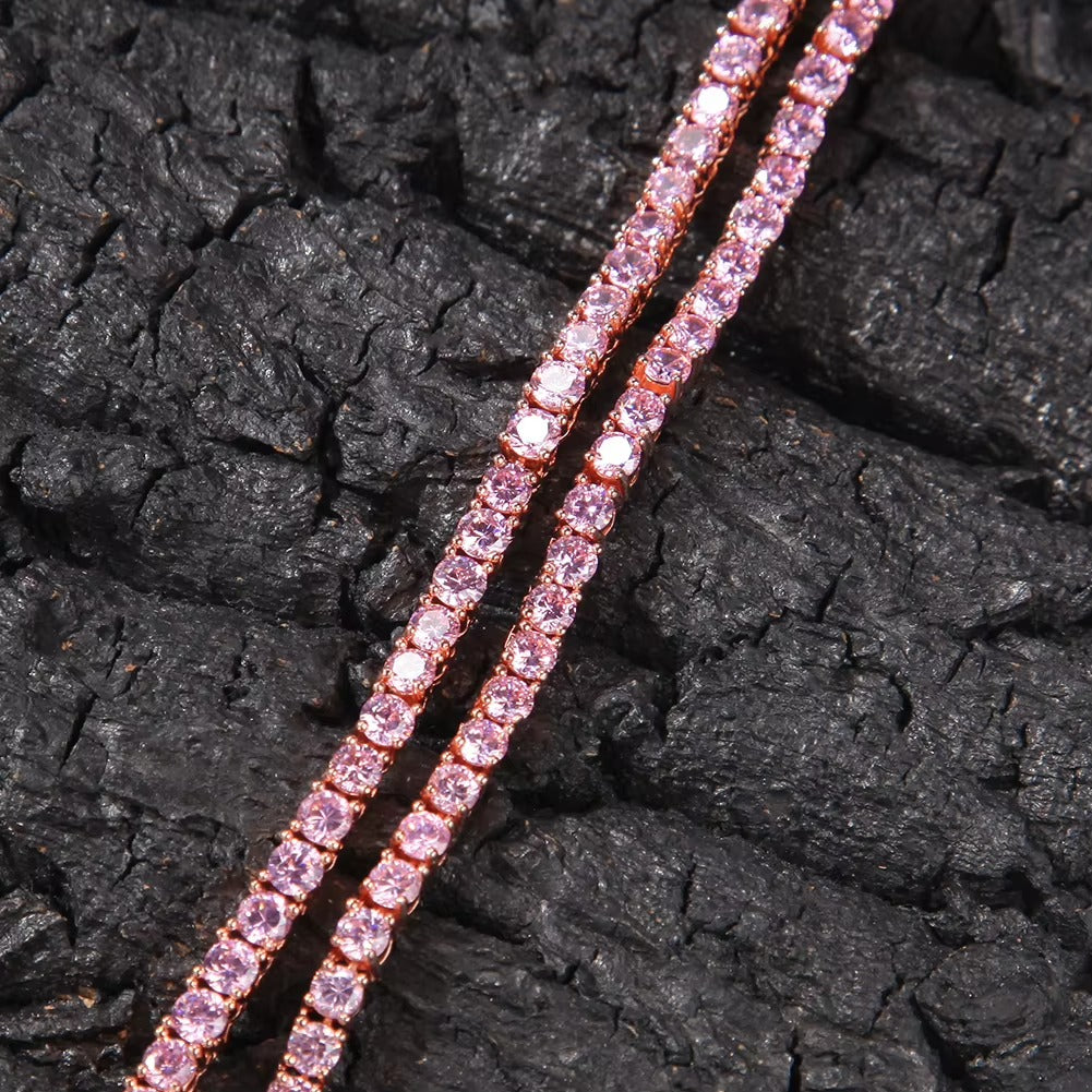 NECKLACE TENNIS TS – ROSE 4MM CUBIC ZIRCONIA – FINE JEWELLERY