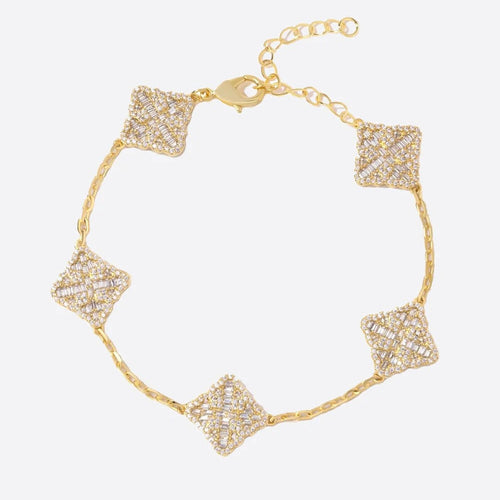 BRACELET ICED CLOVER – 18K GOLD PLATED – TS JEWELS PREMIUM COLLECTION