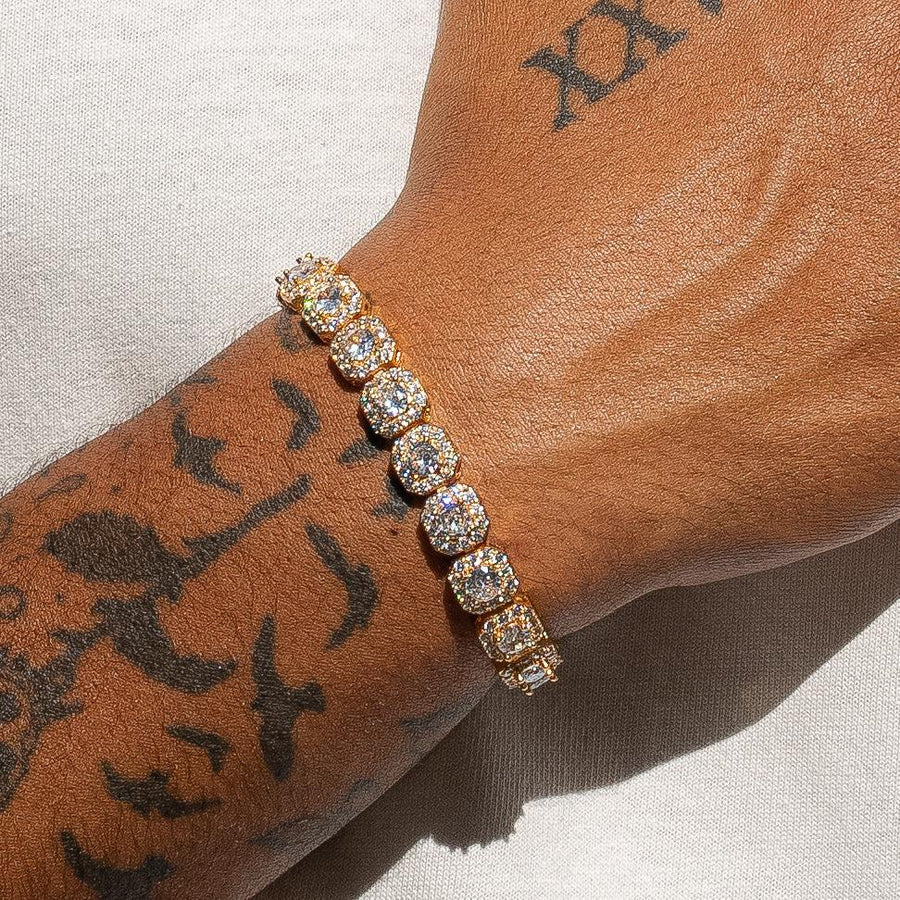 10MM BRACELET CLUSTERED TENNIS – 18K GOLD PLATED