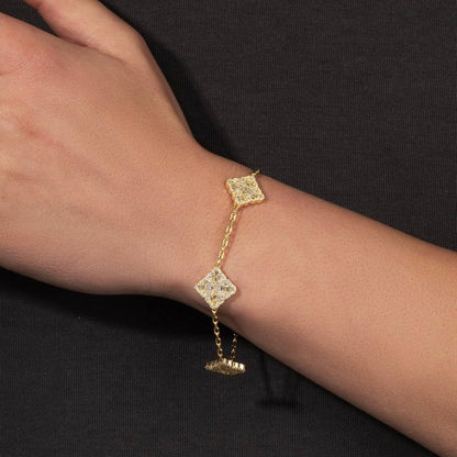 BRACELET ICED CLOVER – 18K GOLD PLATED – TS JEWELS PREMIUM COLLECTION