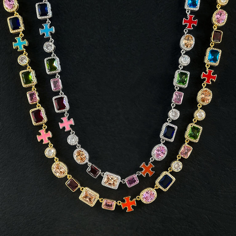 CHAIN + BRACELET 10MM WITH STONES CRYSTALIZADAS . HIGH SHINE
