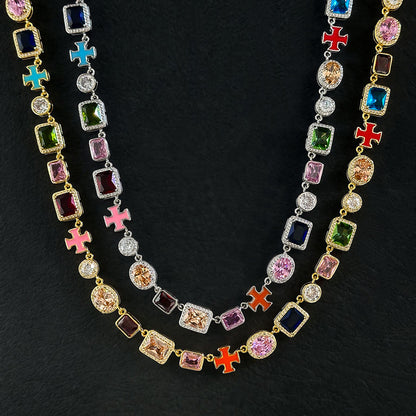 CHAIN + BRACELET 10MM WITH STONES CRYSTALIZADAS . HIGH SHINE