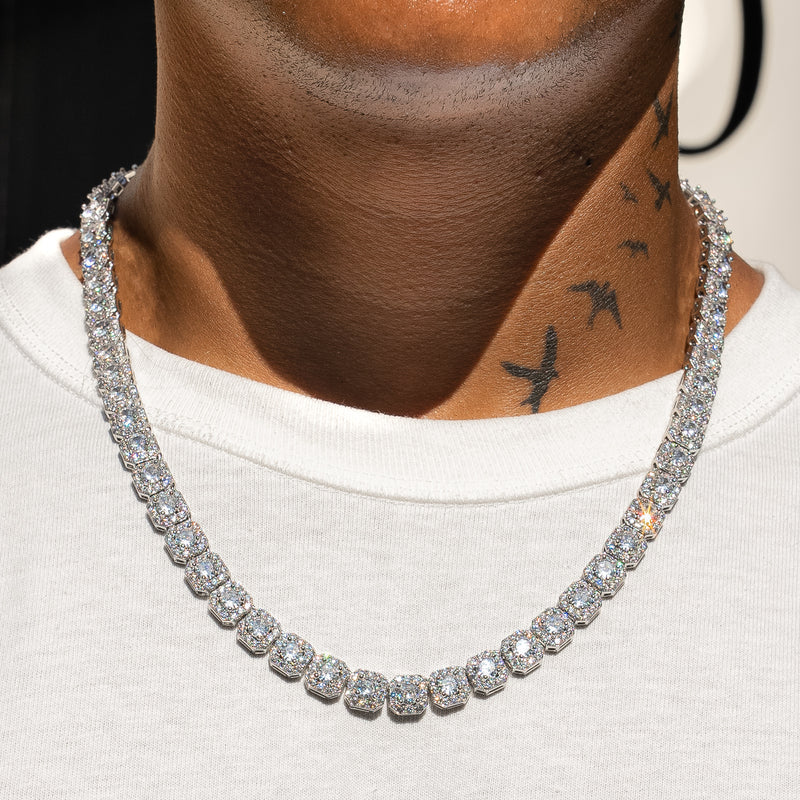 10MM CLUSTERED TENNIS CHAIN – 925 SILVER – TS JEWELS PREMIUM COLLECTION