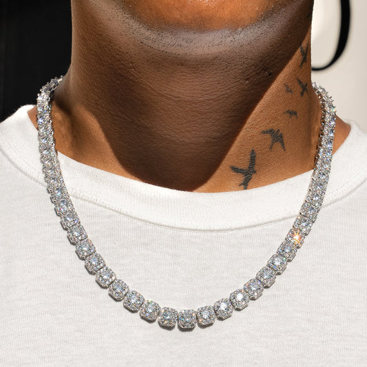 10MM CLUSTERED TENNIS CHAIN – 925 SILVER – TS JEWELS PREMIUM COLLECTION