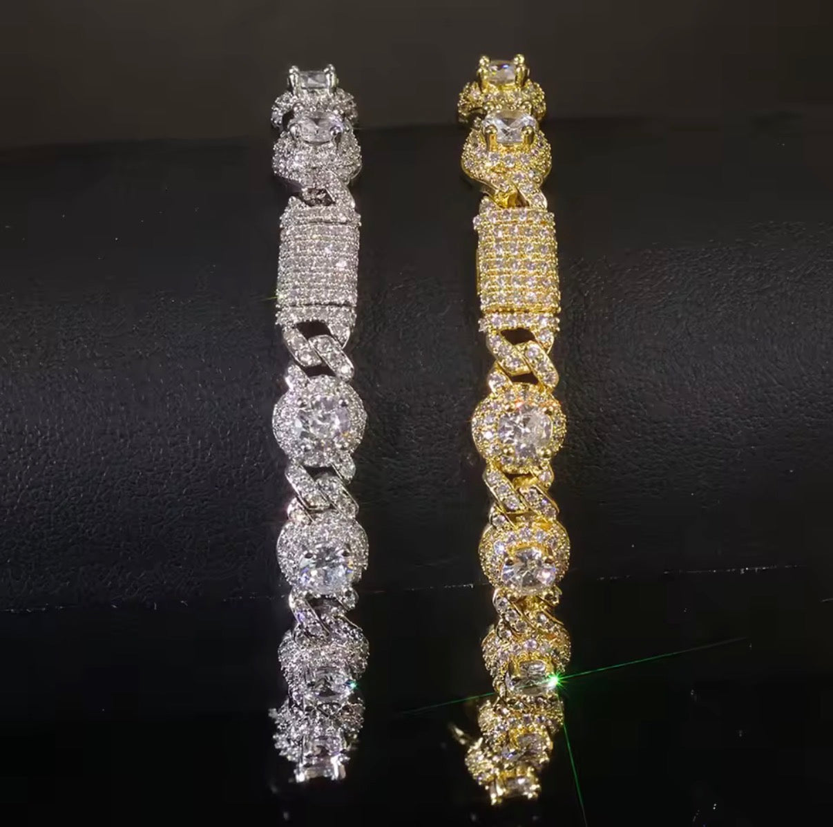 BRACELET ICED DIAMOND WHITE WITH FINISH SILVER 7.5MM