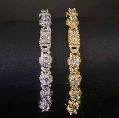 BRACELET ICED DIAMOND WHITE WITH FINISH SILVER 7.5MM
