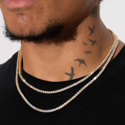3MM TENNIS CHAIN – 18K GOLD PLATED – TS JEWELS PREMIUM COLLECTION