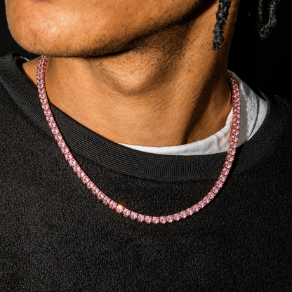 NECKLACE TENNIS TS – ROSE 4MM CUBIC ZIRCONIA – FINE JEWELLERY