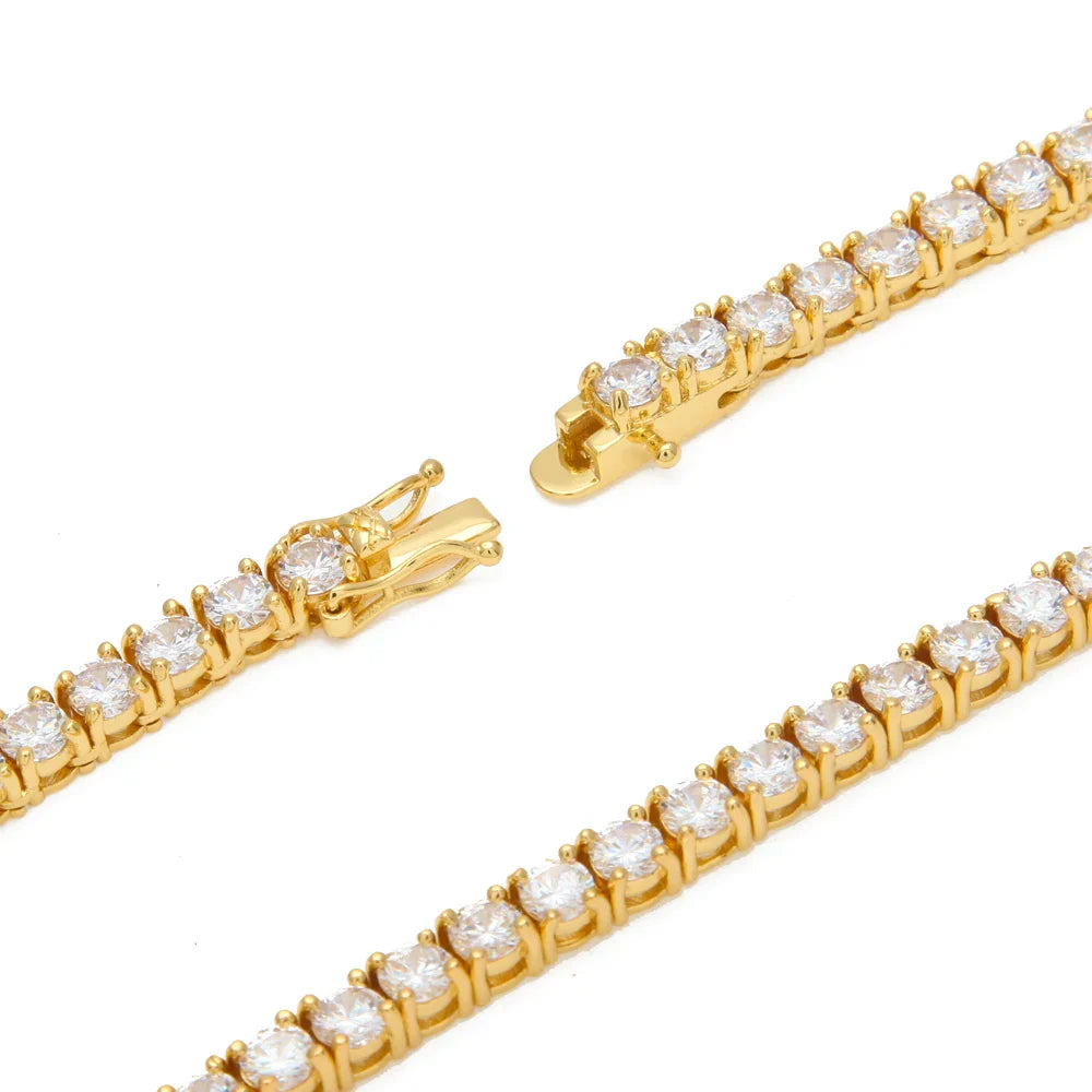 3MM TENNIS CHAIN – 18K GOLD PLATED – TS JEWELS PREMIUM COLLECTION