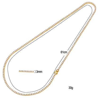 3MM TENNIS CHAIN – 18K GOLD PLATED – TS JEWELS PREMIUM COLLECTION