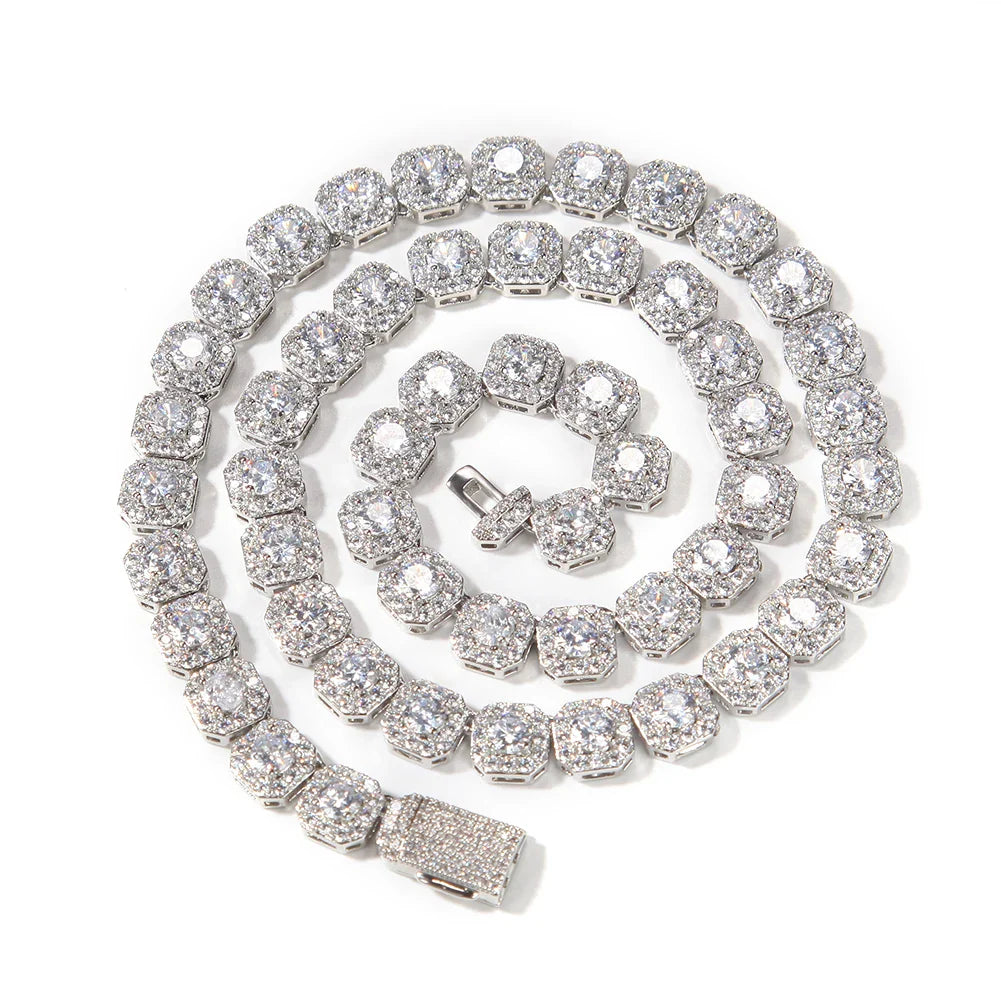 10MM CLUSTERED TENNIS CHAIN – 925 SILVER – TS JEWELS PREMIUM COLLECTION