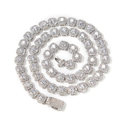 10MM CLUSTERED TENNIS CHAIN – 925 SILVER – TS JEWELS PREMIUM COLLECTION