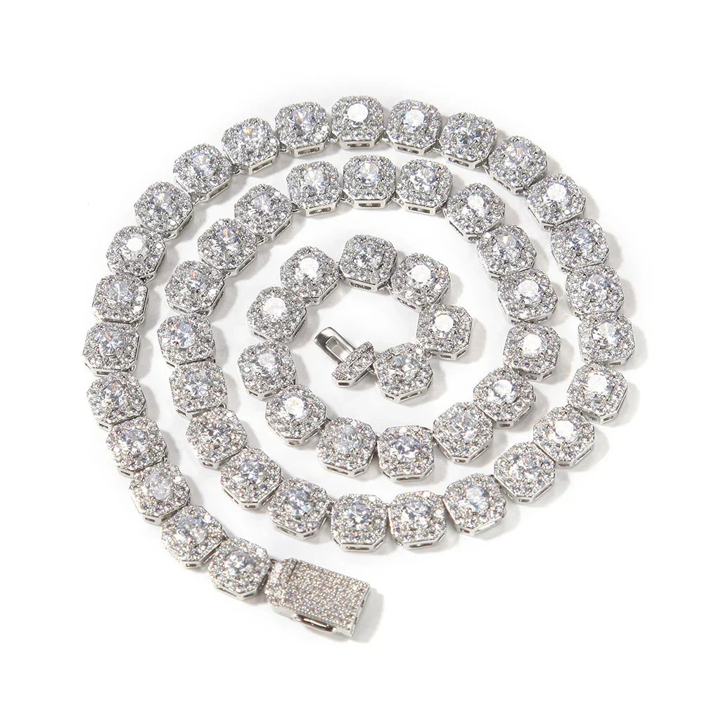 10MM Clustered Tennis Chain – 925 Silver Plated