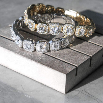 10MM BRACELET CLUSTERED TENNIS – 18K GOLD PLATED