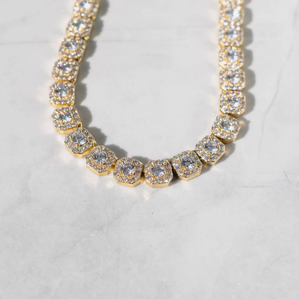 10MM CLUSTERED TENNIS CHAIN – 18K GOLD PLATED – TS JEWELS