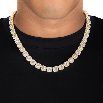 10MM CLUSTERED TENNIS CHAIN – 18K GOLD PLATED – TS JEWELS