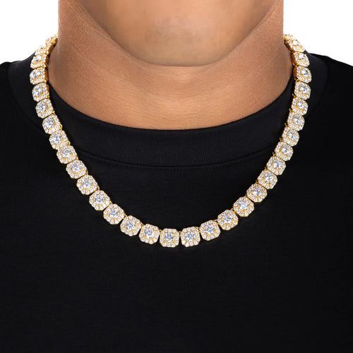 10MM CLUSTERED TENNIS CHAIN – 18K GOLD PLATED – TS JEWELS