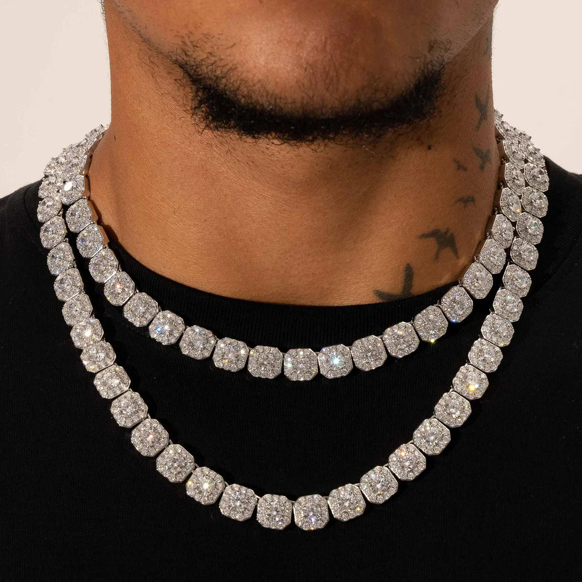 10MM CLUSTERED TENNIS CHAIN – 925 SILVER – TS JEWELS PREMIUM COLLECTION