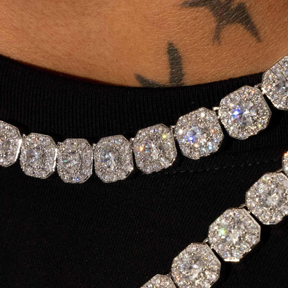 10MM CLUSTERED TENNIS CHAIN – 925 SILVER – TS JEWELS PREMIUM COLLECTION