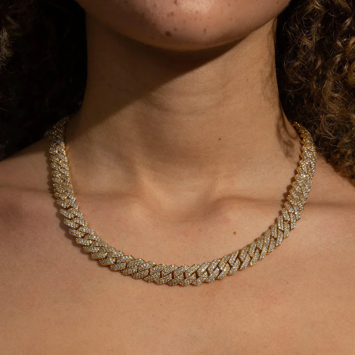 10MM CHAIN DIAMOND PRONG LINK – 18K GOLD PLATED – TS JEWELS