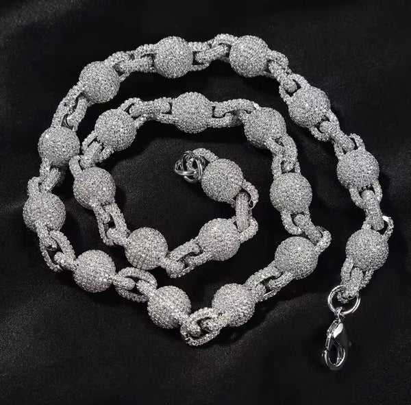 TS 10MM 925 Sterling Silver Iced Chain