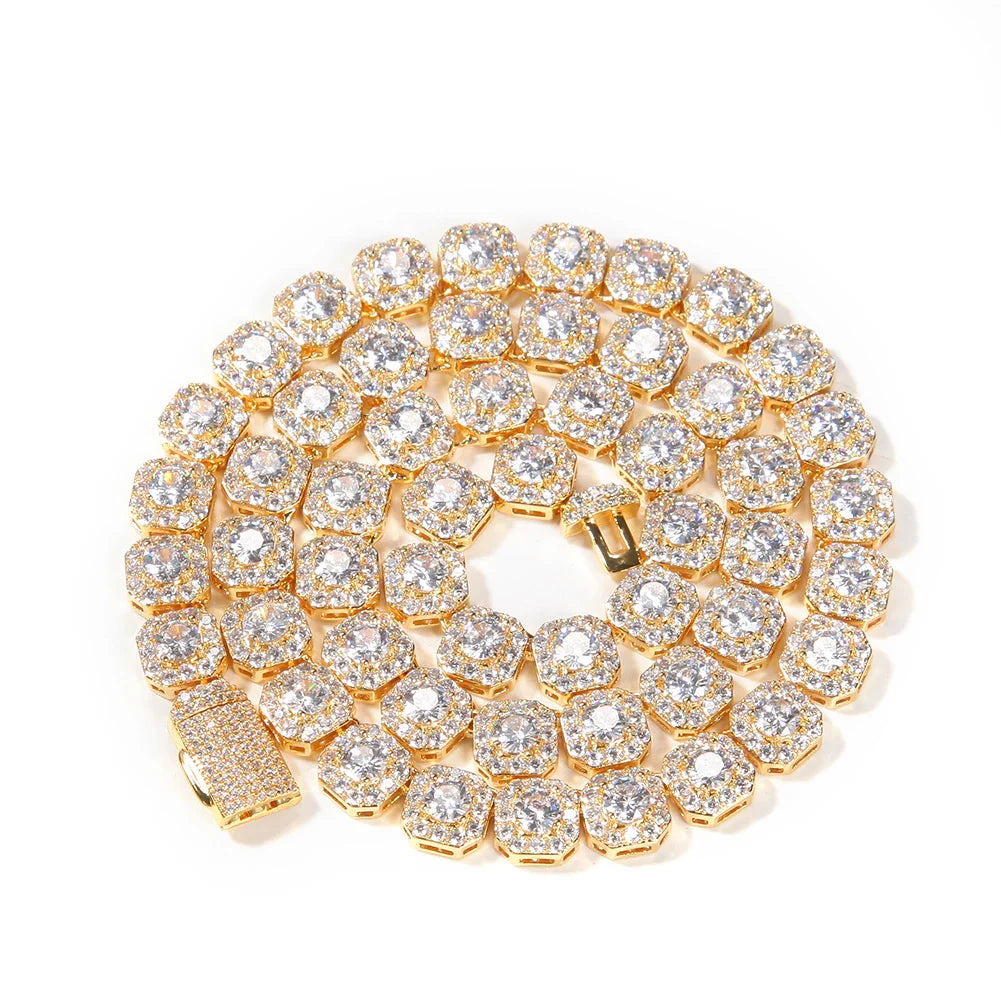 10MM CLUSTERED TENNIS CHAIN – 18K GOLD PLATED – TS JEWELS