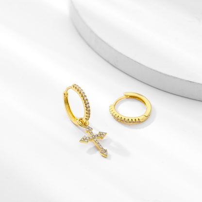 EARRING CROSS WITH HOOP ICED (O PAR) – TS JEWELS PREMIUM COLLECTION