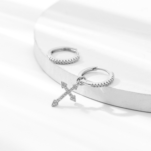 EARRING CROSS WITH HOOP ICED (O PAR) – TS JEWELS PREMIUM COLLECTION