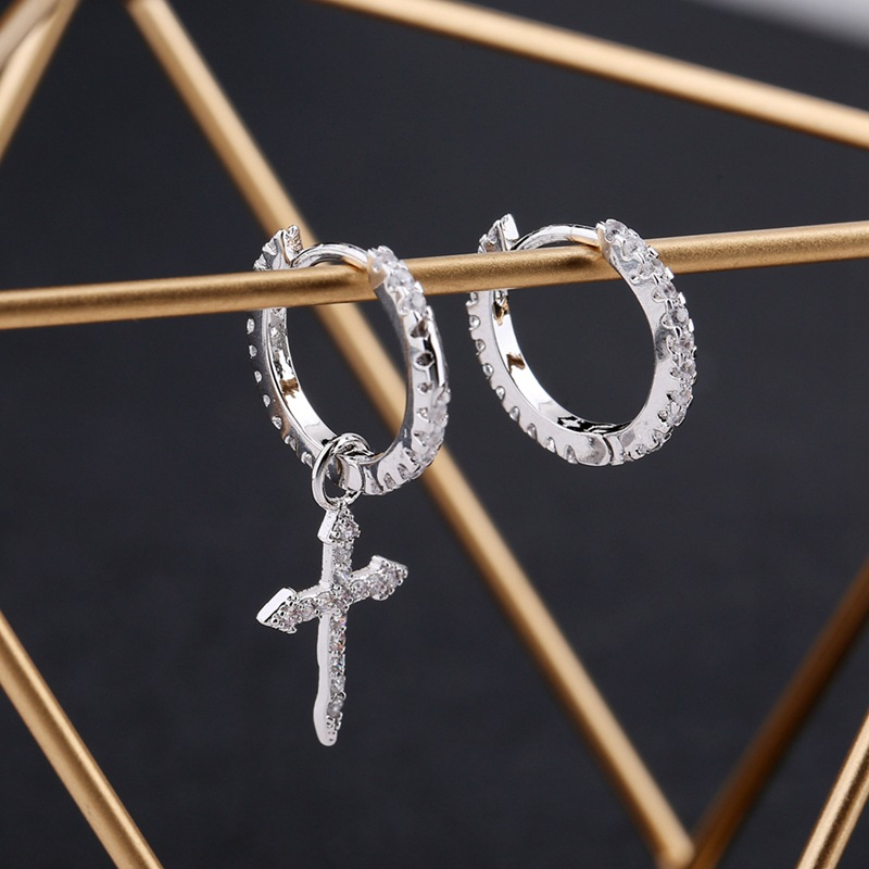 EARRING CROSS WITH HOOP ICED (O PAR) – TS JEWELS PREMIUM COLLECTION