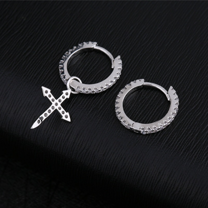 EARRING CROSS WITH HOOP ICED (O PAR) – TS JEWELS PREMIUM COLLECTION