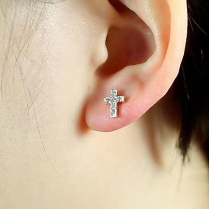 EARRING CROSS SMALL 925 SILVER (O PAR) – TS JEWELS PREMIUM COLLECTION