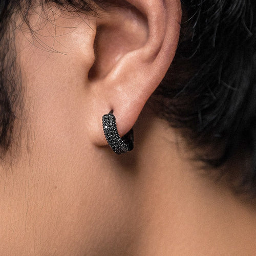 MEN'S EARRING HOOP BLACK DOUBLE ICED (O PAR) – TS JEWELS