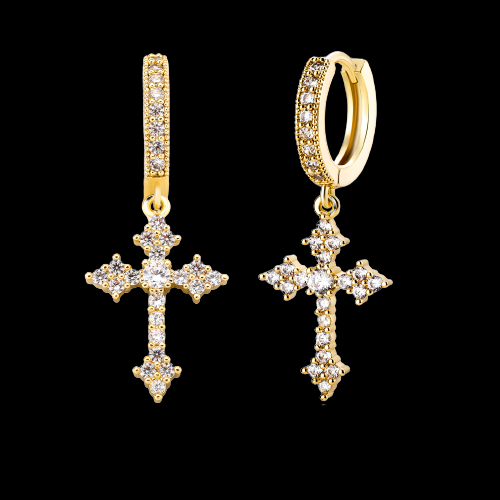 MEN'S EARRING MINI CROSS ICED (O PAR) – TS JEWELS PREMIUM COLLECTION