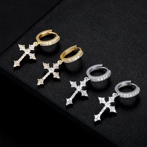 MEN'S EARRING MINI CROSS ICED (O PAR) – TS JEWELS PREMIUM COLLECTION