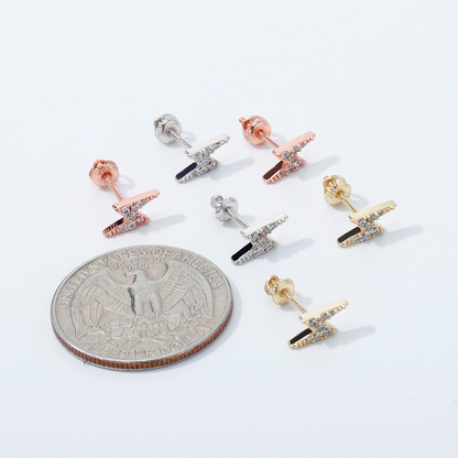 MEN'S EARRING MINI LIGHTNING ICED (O PAR) 925 SILVER