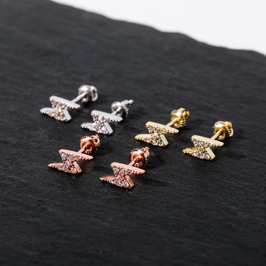 MEN'S EARRING MINI LIGHTNING ICED (O PAR) 925 SILVER