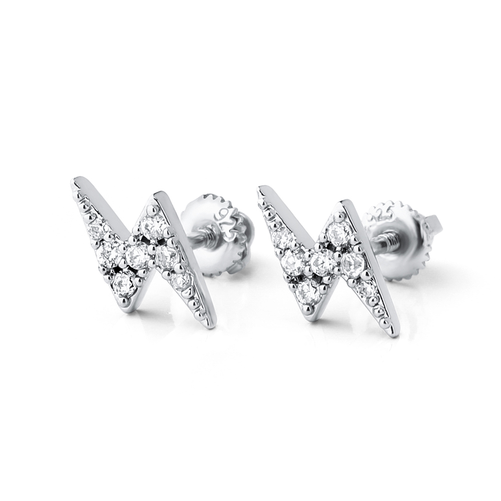 MEN'S EARRING MINI LIGHTNING ICED (O PAR) 925 SILVER