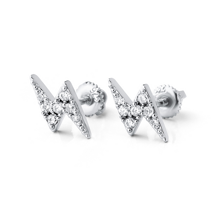 MEN'S EARRING MINI LIGHTNING ICED (O PAR) 925 SILVER