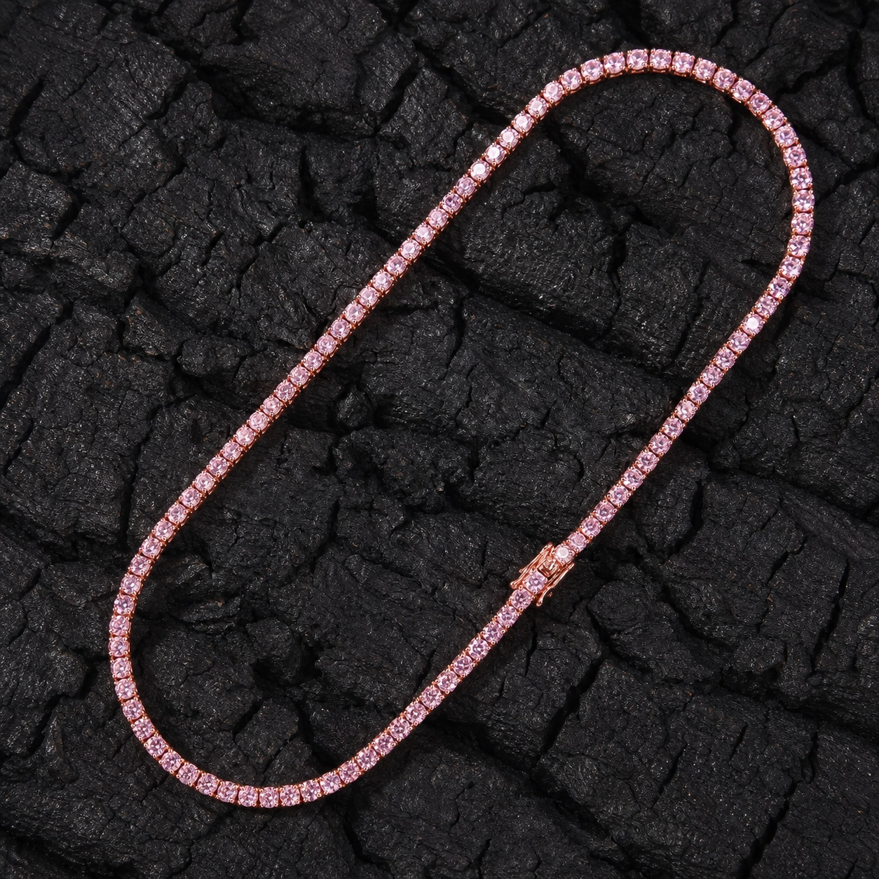 NECKLACE TENNIS TS – ROSE 4MM CUBIC ZIRCONIA – FINE JEWELLERY