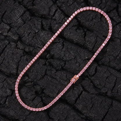 NECKLACE TENNIS TS – ROSE 4MM CUBIC ZIRCONIA – FINE JEWELLERY