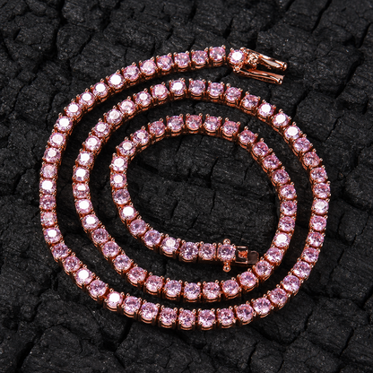NECKLACE TENNIS TS – ROSE 4MM CUBIC ZIRCONIA – FINE JEWELLERY