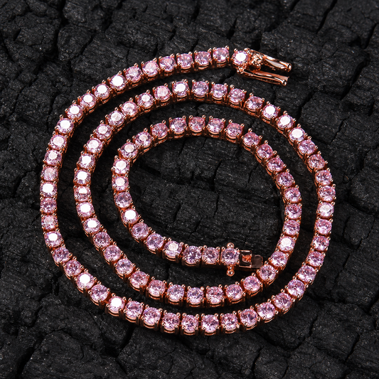 NECKLACE TENNIS TS – ROSE 4MM CUBIC ZIRCONIA – FINE JEWELLERY