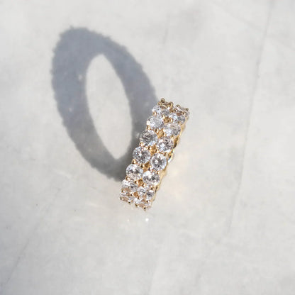 RING ICED DOUBLE ROW TENNIS – 18K GOLD PLATED – TS JEWELS