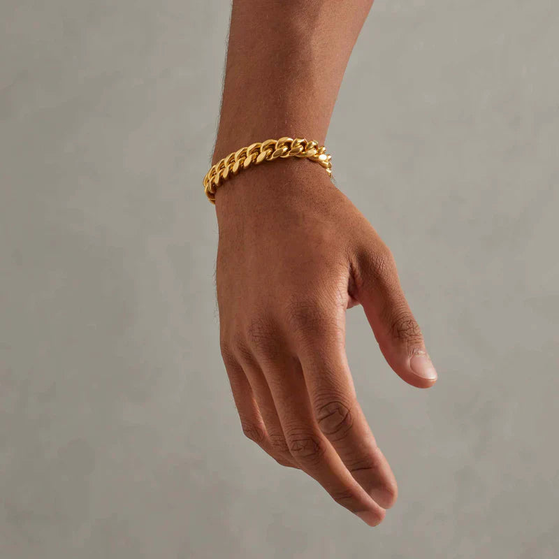 12MM BRACELET CUBAN LINK – 18K GOLD PLATED – TS JEWELS