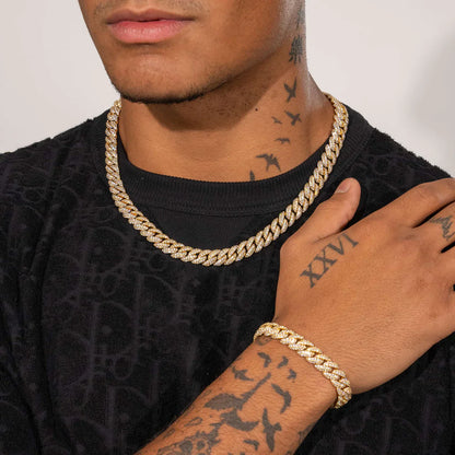 10MM ICED CUBAN LINK CHAIN – 18K GOLD PLATED – TS JEWELS