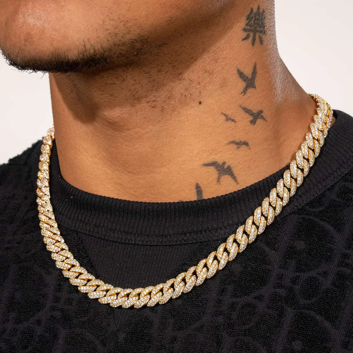10MM ICED CUBAN LINK CHAIN – 18K GOLD PLATED – TS JEWELS