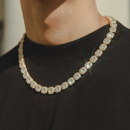 10MM CLUSTERED TENNIS CHAIN – 18K GOLD PLATED – TS JEWELS